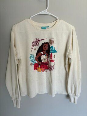 Disney Girls Moana 2 Dreamy Fleece Sweatshirt - Ivory XL 14 NWT